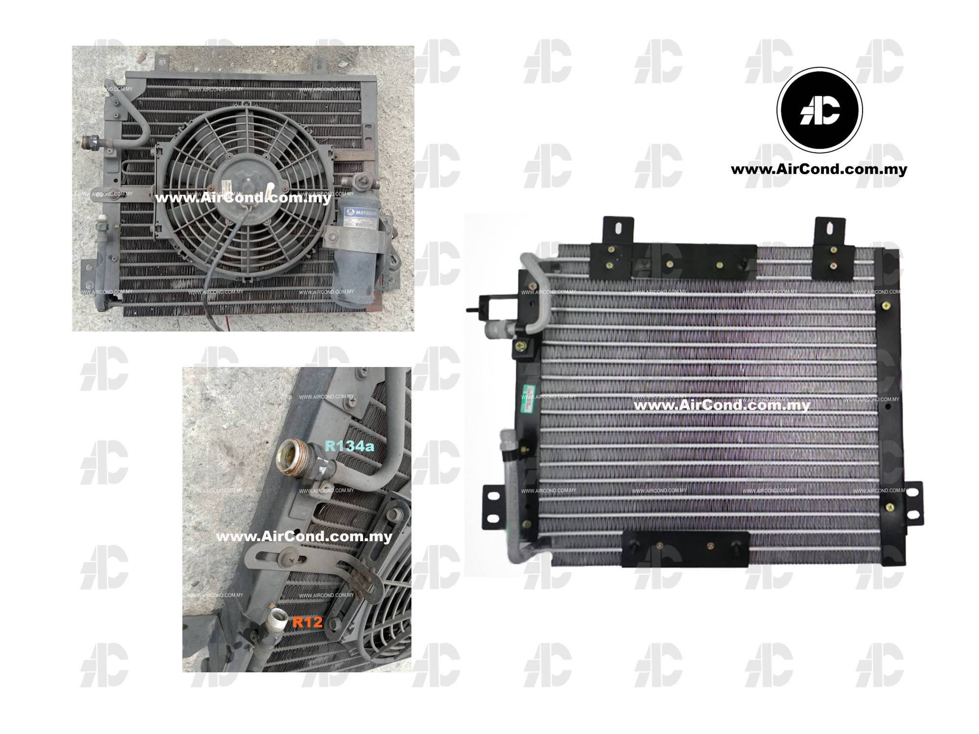 CONDENSER PANASONIC O/M DISCHARGE 1/2 R134 HOLE LIQUID 3/8 R12 HOLE